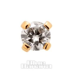 Blue Banana Natural Diamond 18K Gold 2.0mm Threadless Top (Gold)