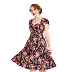 Voodoo Vixen Skull & Roses Flare Dress (Black) -Alternative Clothing Store 71deab92d8e68276f606549bb4c1 150576 b