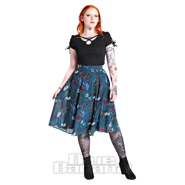 Hell Bunny Sianna Chiffon Skirt (Teal Blue) 2 Hell Bunny Sianna Chiffon Skirt (Teal Blue) - Image 2
