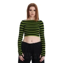 Banned Frances Stripes Jumper (Green/Black)