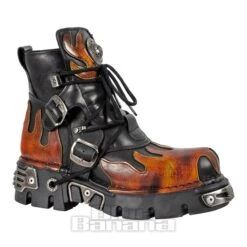 New Rock M.288-S1 Reactor Flame Ankle Boots (Black/Orange)