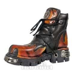 New Rock M.288-S1 Reactor Flame Ankle Boots (Black/Orange) -Alternative Clothing Store 79840 m 288 s1 c