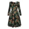 Bleeding Heart Floral Long Sleeve Dress (Black)