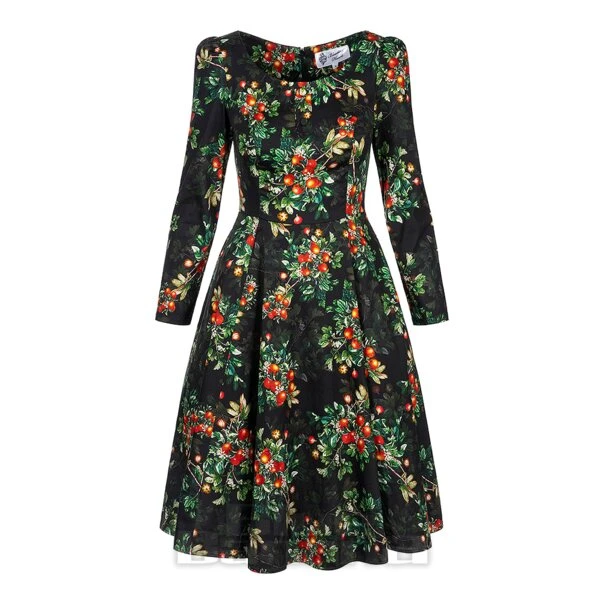 Bleeding Heart Floral Long Sleeve Dress (Black) 1 Bleeding Heart Floral Long Sleeve Dress (Black)
