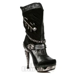 New Rock M.MAG034-C10 Magneto Stiletto Heel Boots (Black)