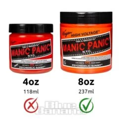 Manic Panic 8oz High Voltage Classic Cream Formula Colour Hair Dye (Psychedelic Sunset) -Alternative Clothing Store 8oz pot comparison psychedelic sunset