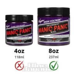 Manic Panic 8oz High Voltage Classic Cream Formula Colour Hair Dye (Purple Haze) -Alternative Clothing Store 8oz pot comparison purple haze