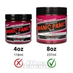 Manic Panic 8oz High Voltage Classic Cream Formula Colour Hair Dye (Vampire Red) 9 Manic Panic 8oz High Voltage Classic Cream Formula Colour Hair Dye (Vampire Red) -Alternative Clothing Store 8oz pot comparison vampire red