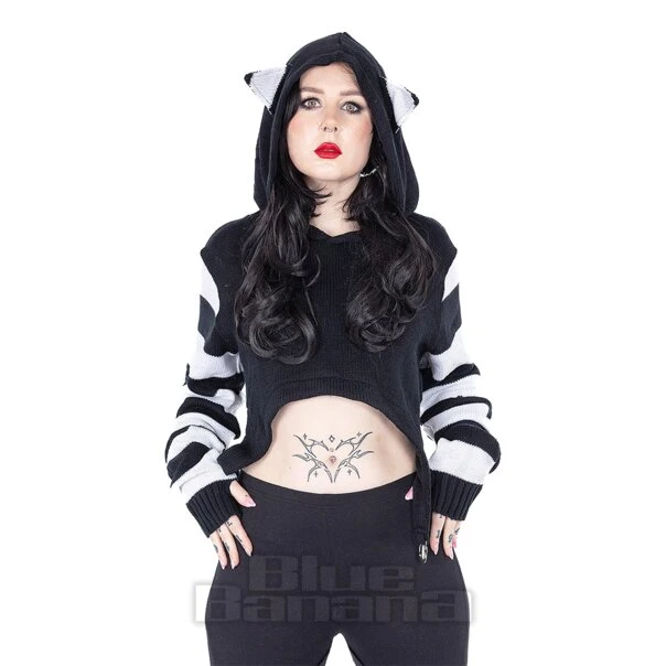 Cupcake Cult Cute Kitty Hoodie (Black/White) 1 Cupcake Cult Cute Kitty Hoodie (Black/White)