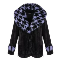 Jawbreaker Purple Fur Corduroy Jacket (Black/Purple)