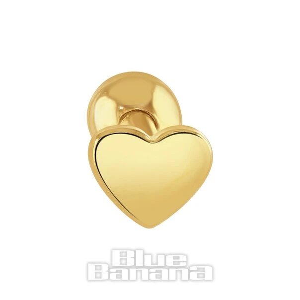 Blue Banana Heart 9 Ct Gold 1.2 X 6mm Tragus Stud (Gold) 2 Blue Banana Heart 9 Ct Gold 1.2 X 6mm Tragus Stud (Gold) - Image 2