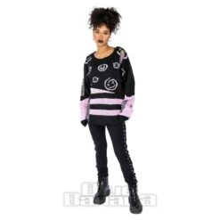 Heartless Split Jumper (Black/Pink) -Alternative Clothing Store 9b33dccfd96370c849802d40e487