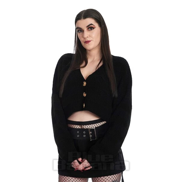 Banned Naenia Cropped Cardigan (Black) 1 Banned Naenia Cropped Cardigan (Black)