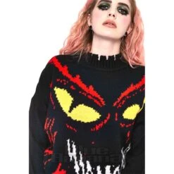 Jawbreaker Laughing Gremlin Oversized Jumper (Black) -Alternative Clothing Store a6b571b986a4b7384851512434a3