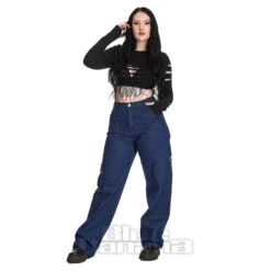 Banned Wide Leg Denim Trousers (Blue) -Alternative Clothing Store a6ebf01fc0f172952fb64b5a6a09