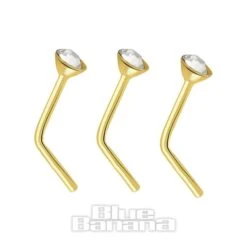 Blue Banana 9ct Gold 0.5mm Jewelled Nose Studs (Pack Of 3)