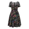 Bleeding Heart Floral Lace Dress (Black)