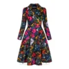 Bleeding Heart Collared Floral Dress (Multicolored)