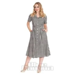Banned Cherry Check Dress (Navy)