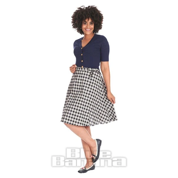 Banned Cherry Check Skirt (Navy) 2 Banned Cherry Check Skirt (Navy) - Image 2