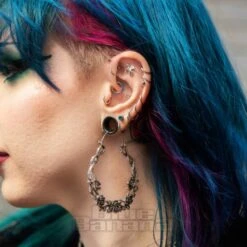 Blue Banana Rose Vine Plug Hoop Earrings (Silver) -Alternative Clothing Store c3cb08d99a8923aca6342e0680b1 plug hoop roses