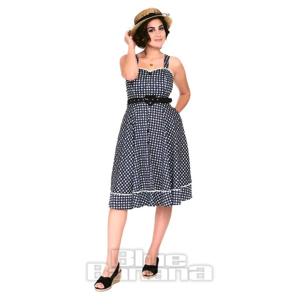 Voodoo Vixen Heart Gingham Flare Dress (Black) 1 Voodoo Vixen Heart Gingham Flare Dress (Black)