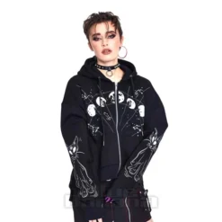 Jawbreaker Cosmic Cat Cropped Hoodie (Black)