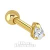 Blue Banana Cubic Zirconia Gem Tear 9 Ct Gold 1.2 X 6mm Tragus Stud (Gold)