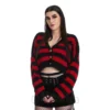Banned Naenia Cropped Striped Cardigan (Black/Red)