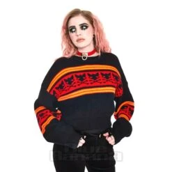 Jawbreaker Intarsia Hell Kitten Jumper (Black)