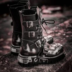 New Rock M.107-S2 Reactor Demon Flame Calf Boots (Black) -Alternative Clothing Store eff820756db126d8488f719d9e33 newrock skull reactor boot