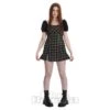 Banned Sarai Tartan Mini Dress (Black/Green)