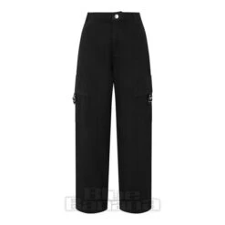 Banned Wide Leg Denim Trousers (Black) -Alternative Clothing Store f616258265085018f5dc3a244b58