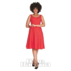 Banned Polka Dot Swing Day Dress (Red)