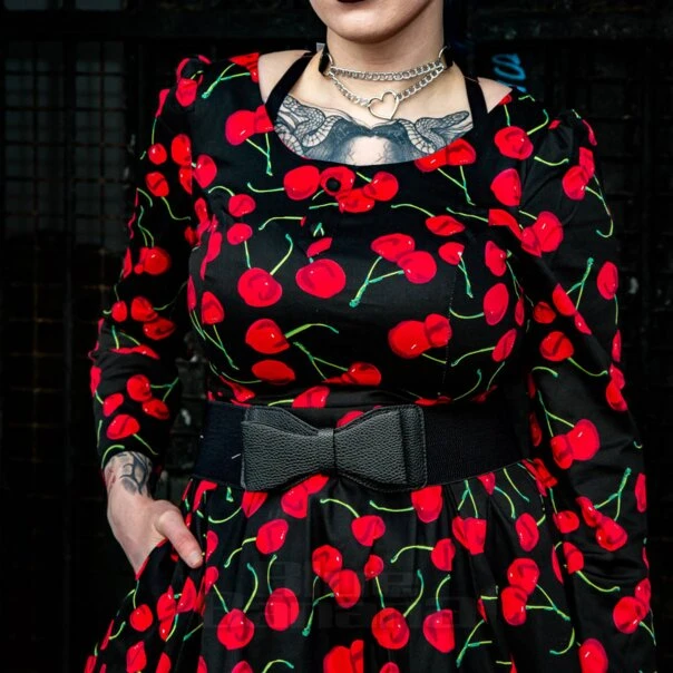 Bleeding Heart Red Cherries Dress (Black) 4 Bleeding Heart Red Cherries Dress (Black) - Image 4